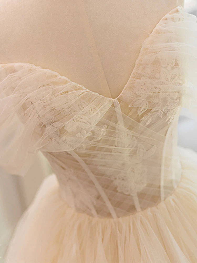 Tulle Lace Long Wedding Dress Lace Tulle Wedding Gown