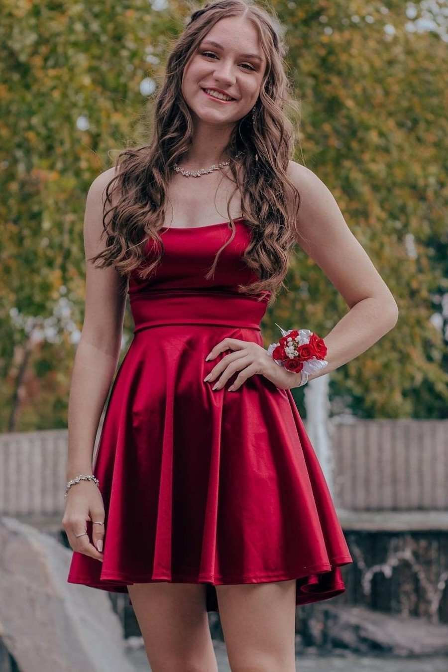 A-Line Purple Lace-Up Short Homecoming Dress