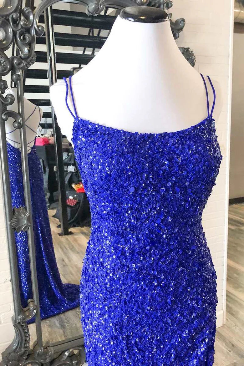 Sequin Double Straps Mermaid Long Formal Dress