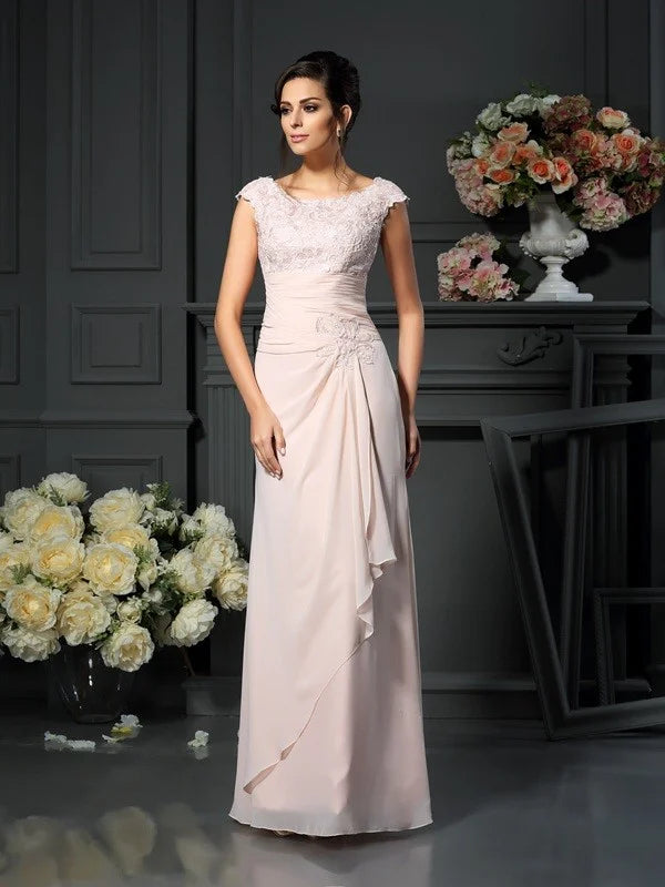 A-Line Princess Scoop Lace Sleeveless Long Chiffon Mother of the Bride DressesA-Line Princess Scoop Lace Sleeveless Long Chiffon Mother of the Bride Dresses
