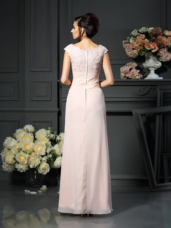 A-Line Princess Scoop Lace Sleeveless Long Chiffon Mother of the Bride DressesA-Line Princess Scoop Lace Sleeveless Long Chiffon Mother of the Bride Dresses