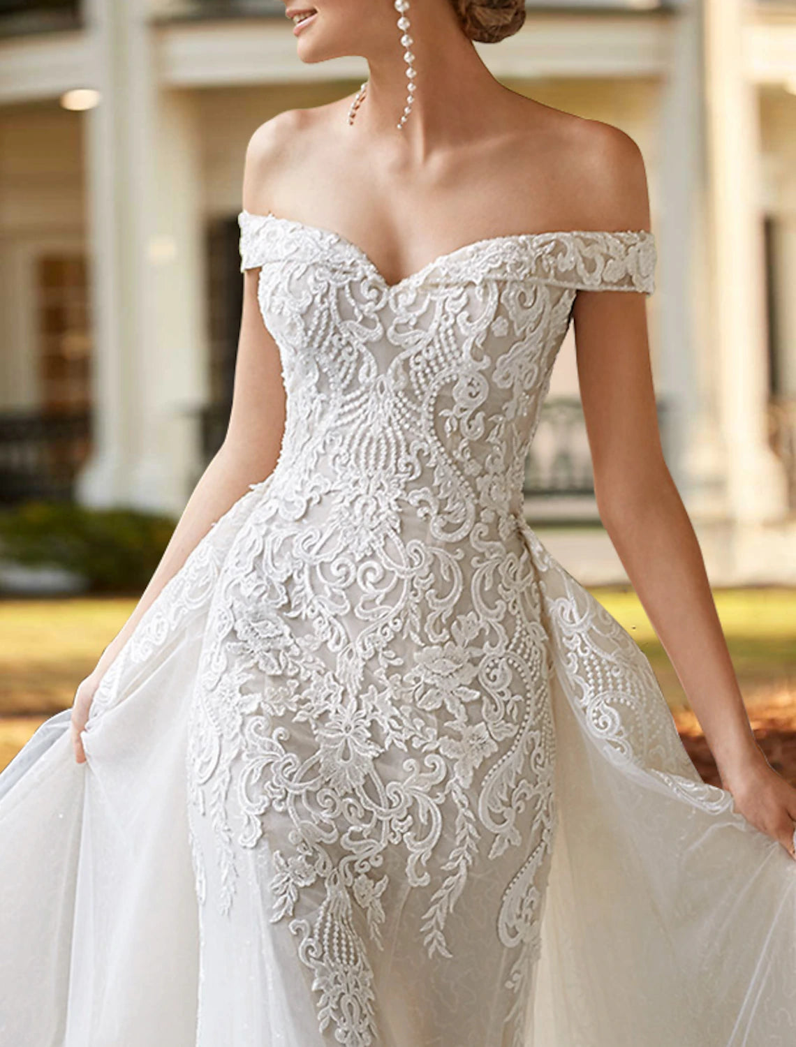 Engagement Formal Wedding Dresses Two Piece Off Shoulder Cap Sleeve Court Train Satin Bridal Gowns With Beading Appliques 2025