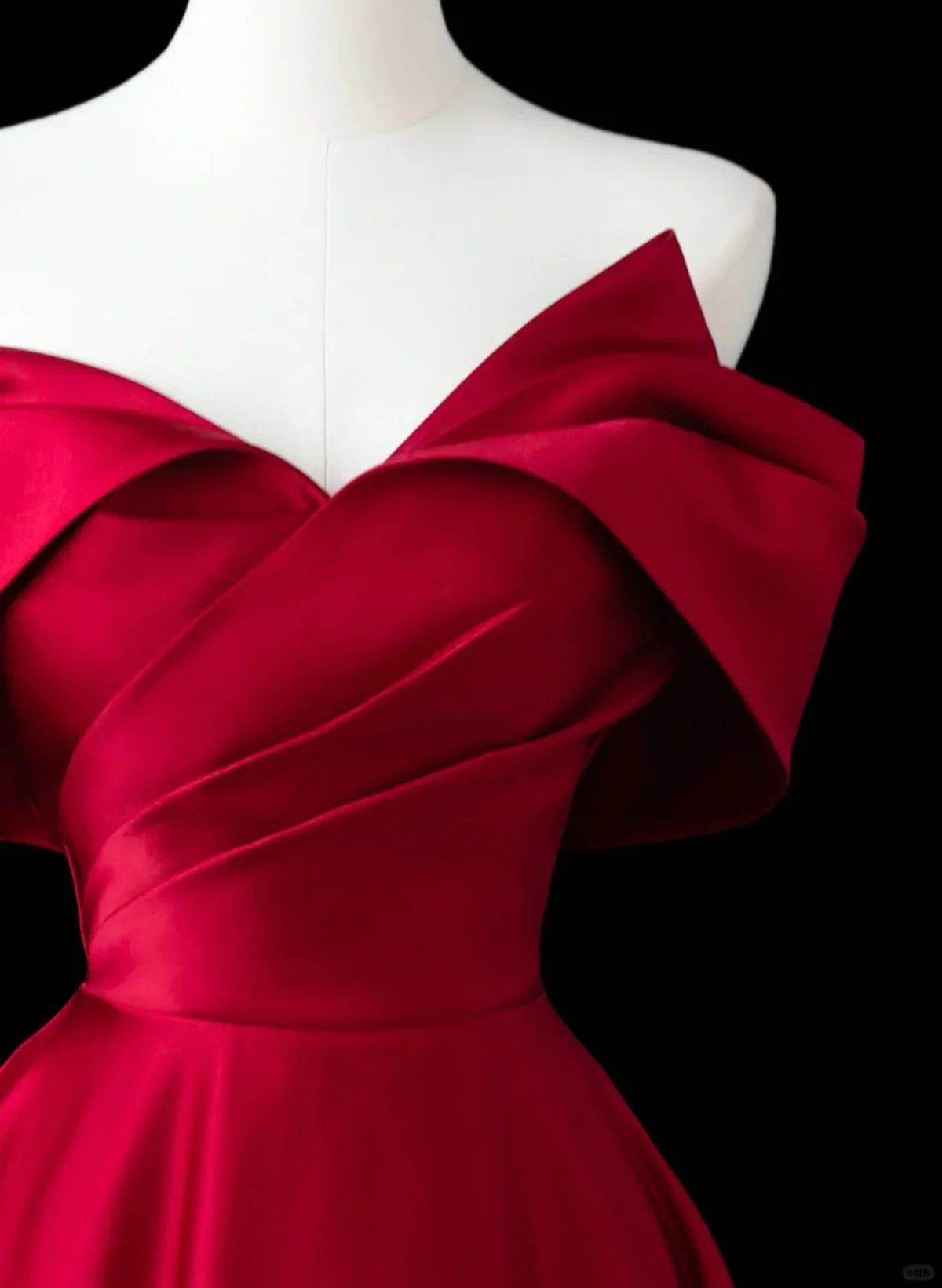 Wine Red Satin A-line Prom Dress