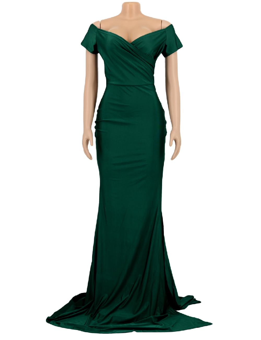 Dark Green Womens Off Shoulder Sexy V Neck High Split Long Dress Formal Cocktail Prom Dress