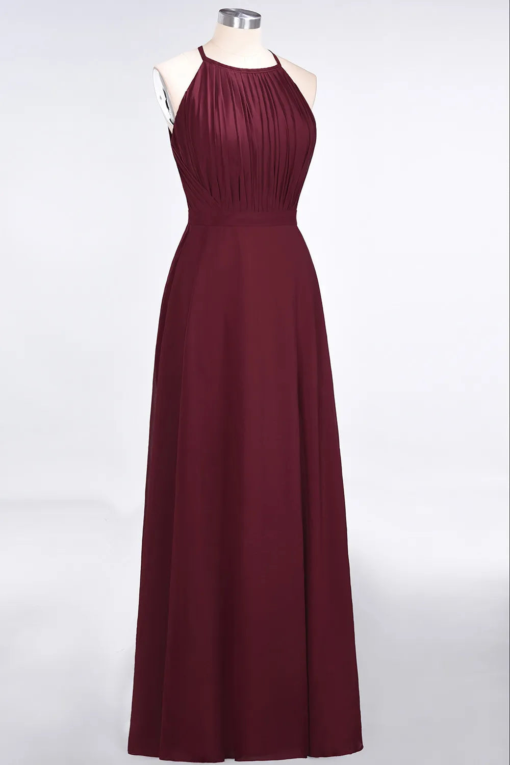 A-Line Chiffon Sleeveless Floor-Length Bridesmaid Dress with Ruffles