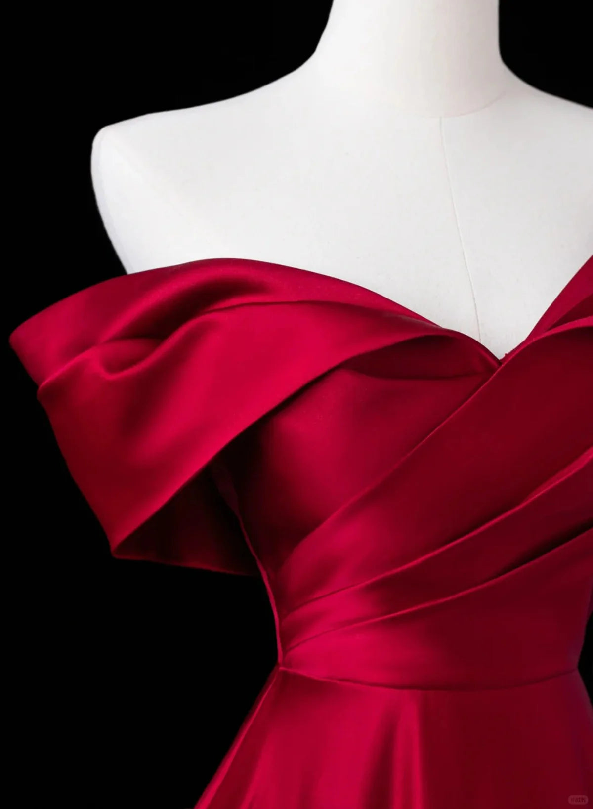 Wine Red Satin A-line Prom Dress