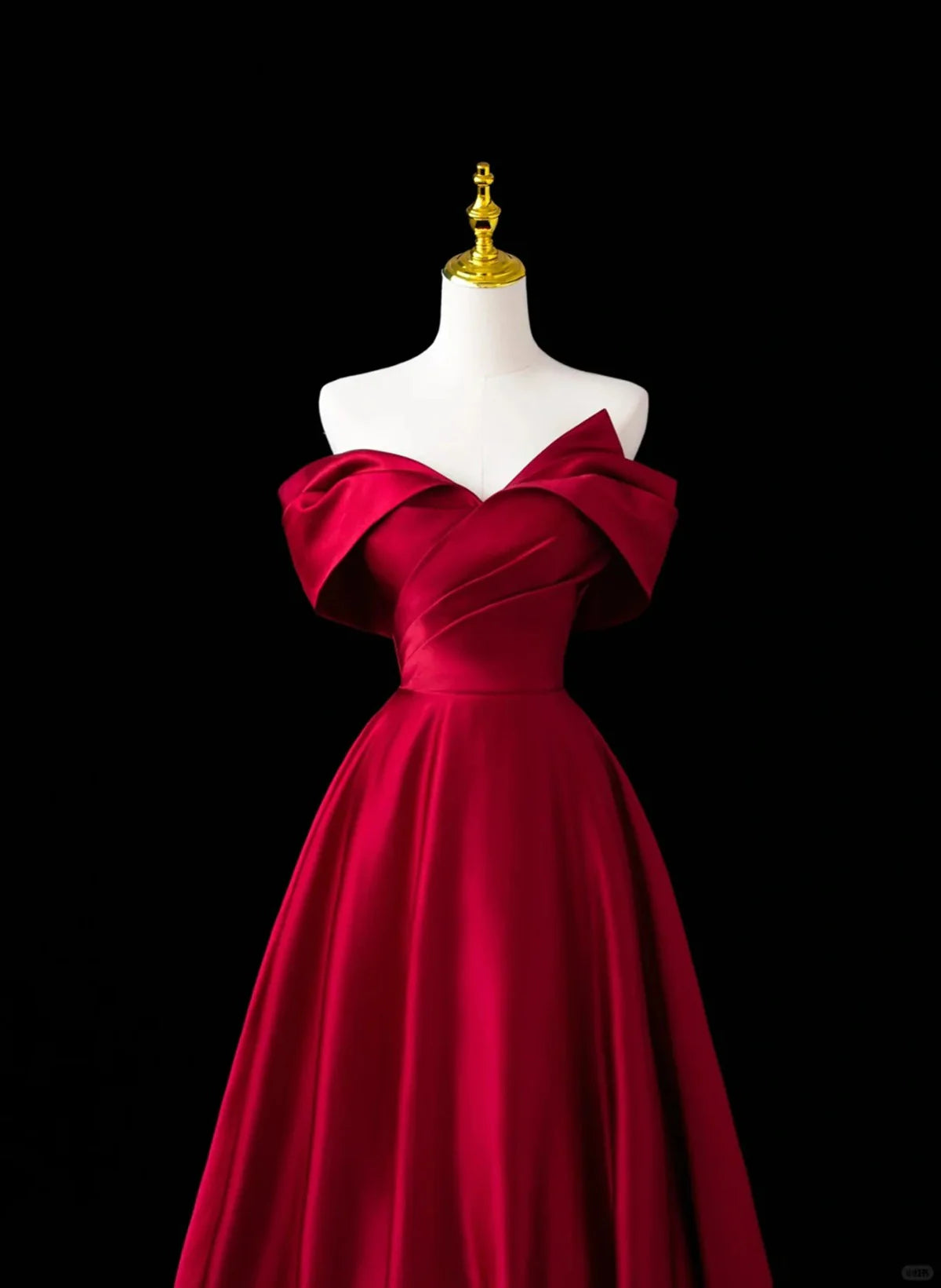 Wine Red Satin A-line Prom Dress