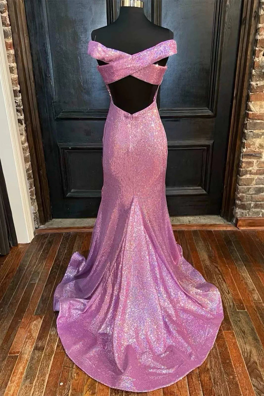 Off-the-Shoulder Backless Mermaid Long Prom Dress