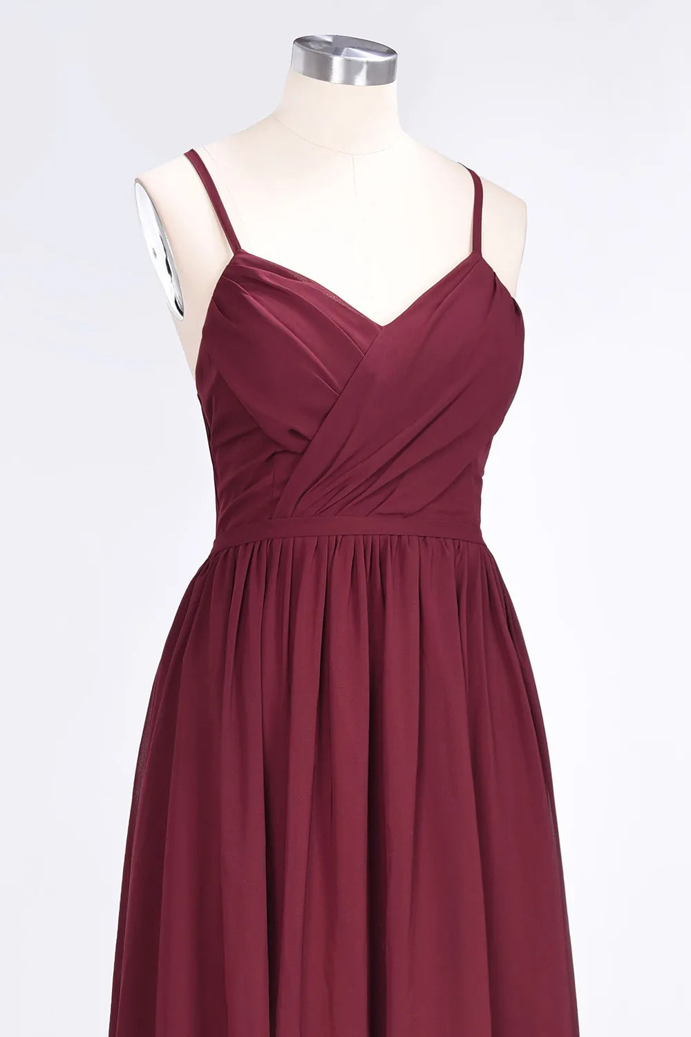 A-Line Spaghetti-Straps V-Neck Sleeveless Floor-Length Bridesmaid Dress with