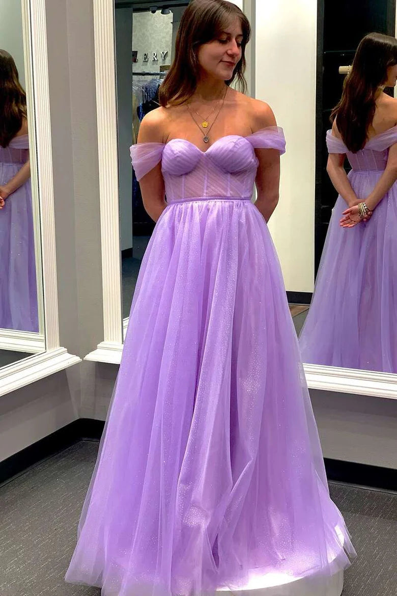 Off-the-Shoulder Bustier A-Line Prom Gown
