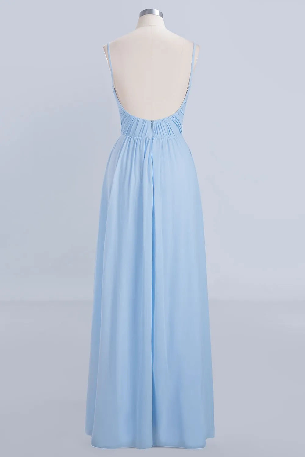 Long A-Line V-Neck Spaghetti Straps Floor-Length Chiffon Bridesmaid Dresses