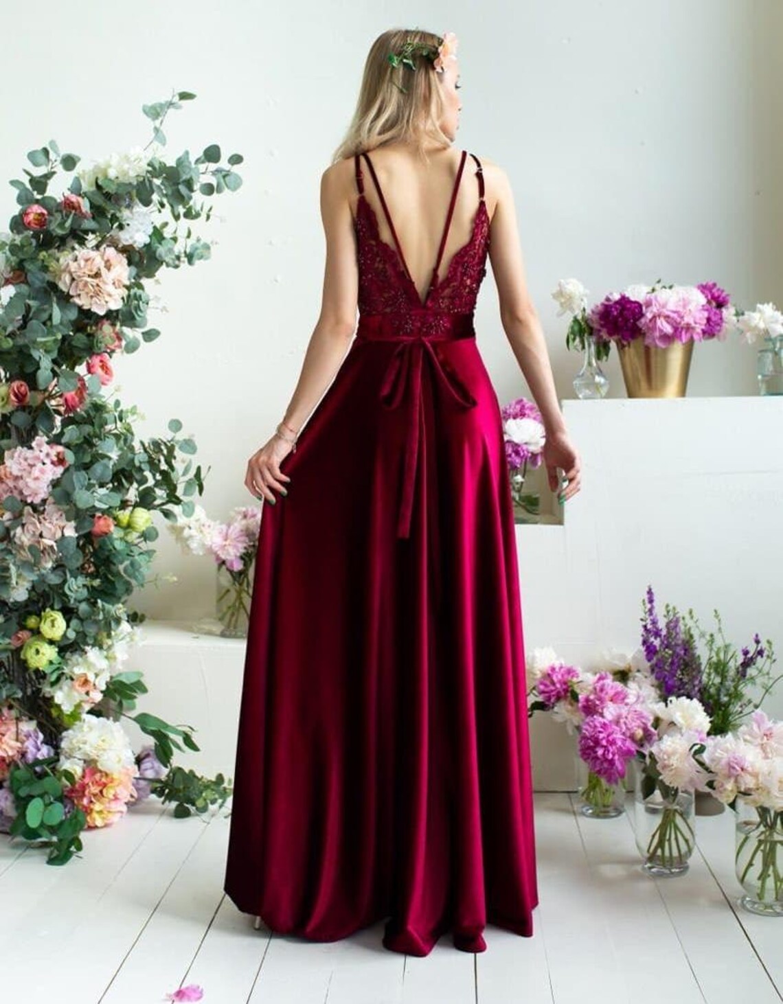 Burgundy Sleeveless Backless Velvet Wrap Dress Spaghetti Straps Gala Prom Gown Simple Graduation Dress