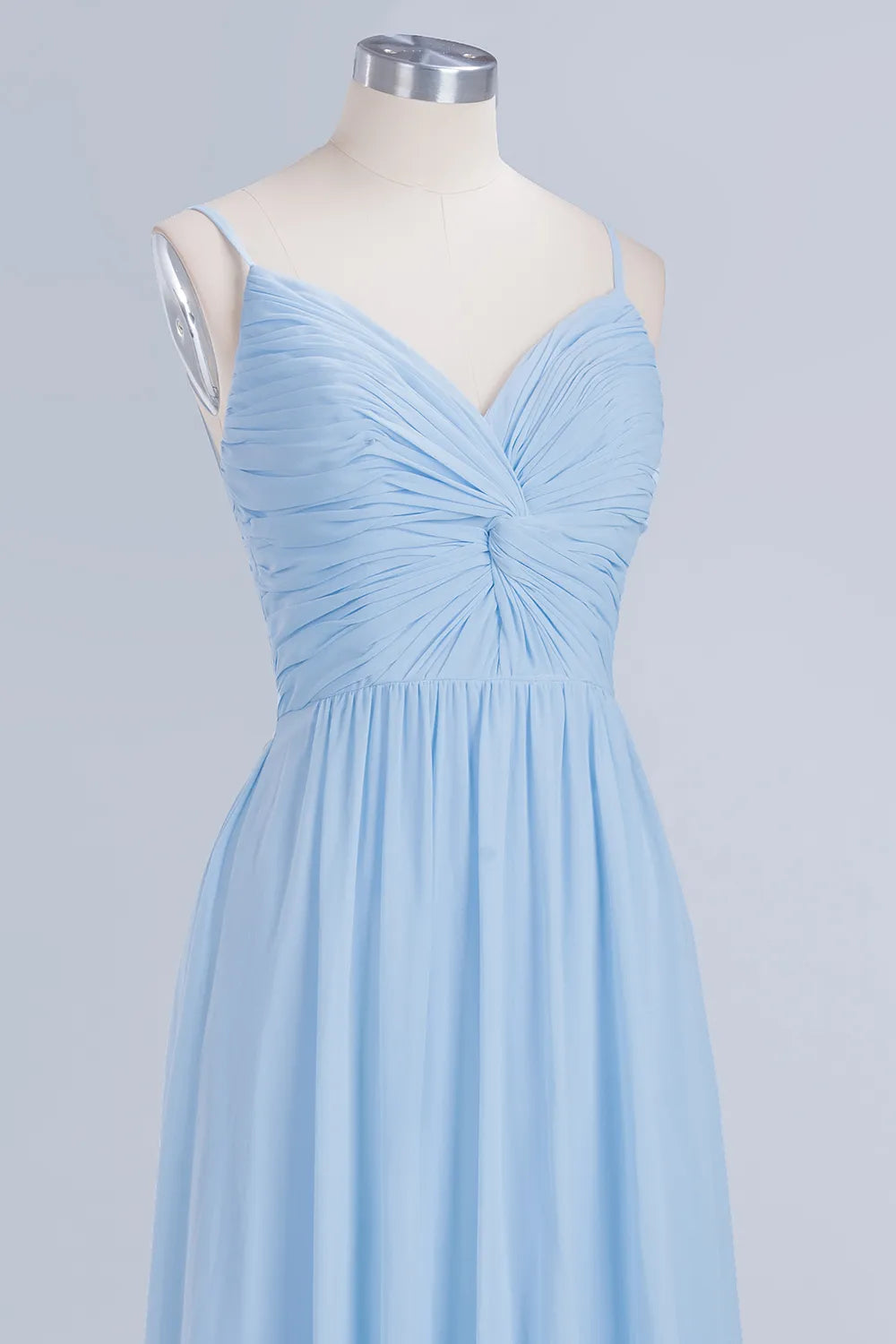 Long A-Line V-Neck Spaghetti Straps Floor-Length Chiffon Bridesmaid Dresses