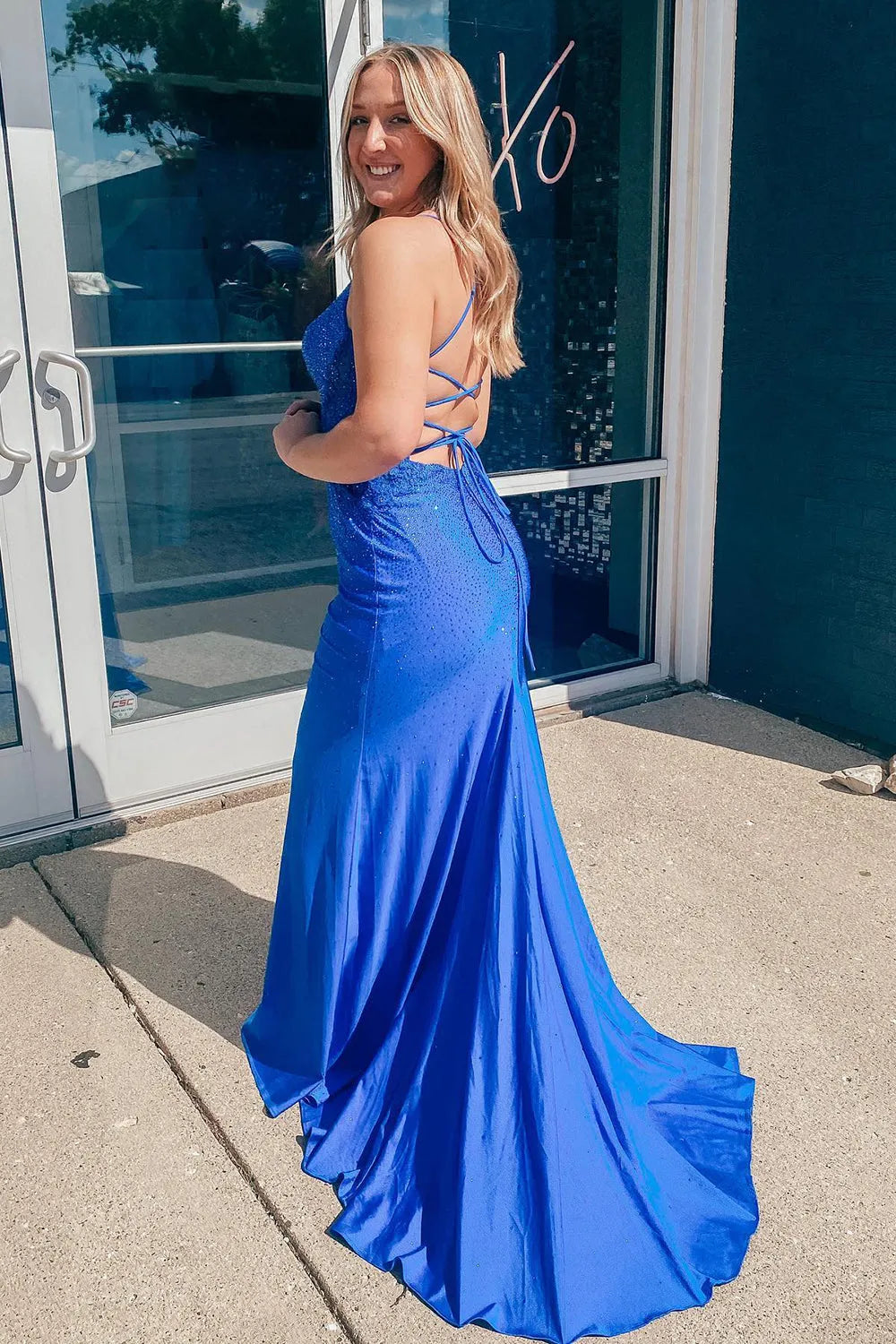 Royal Blue Mermaid Beaded Plus Size Long Prom Dress