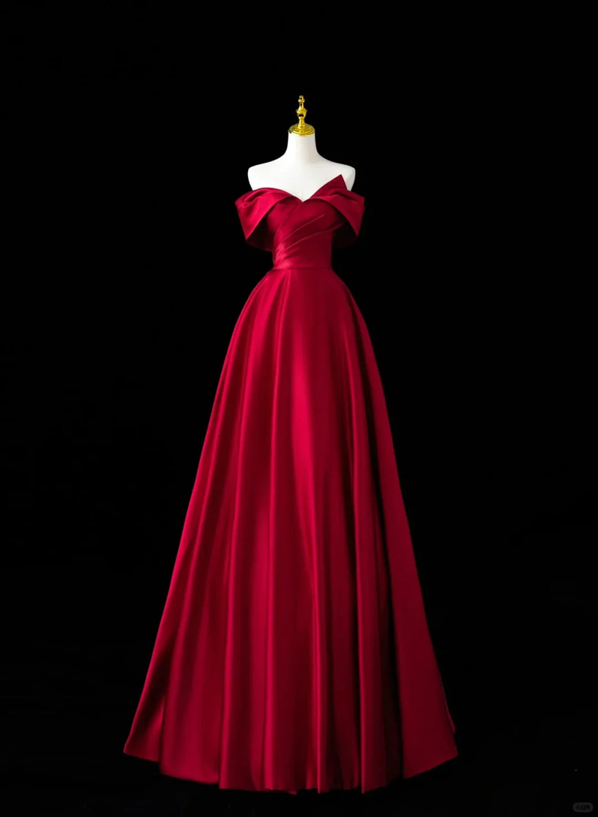 Wine Red Satin A-line Prom Dress