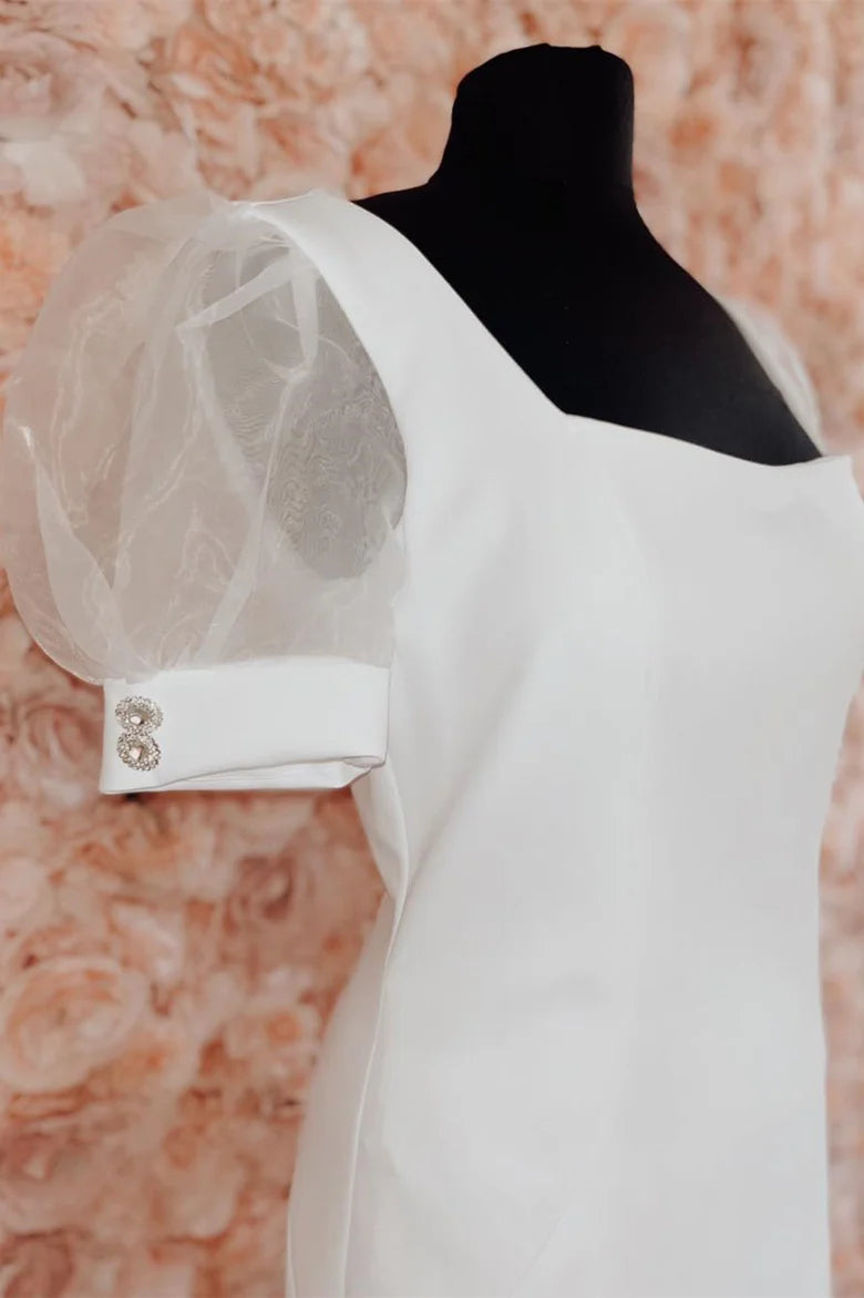 Square Neck Bodycon Party Dress with Sheer Sleeves