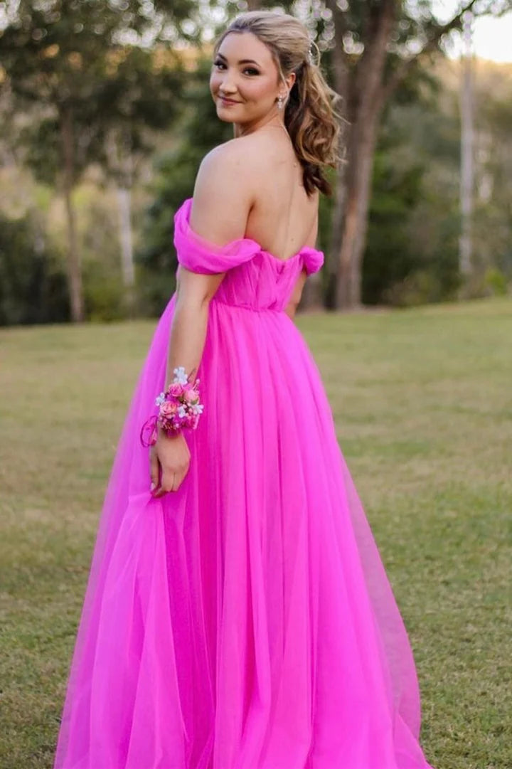 Off-the-Shoulder Bustier A-Line Prom Gown