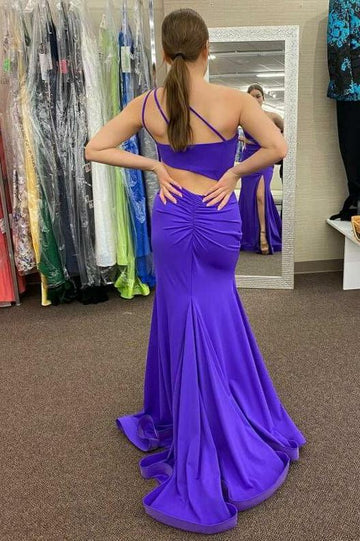 One-Shoulder High Side Slit Mermaid Long Prom Dress