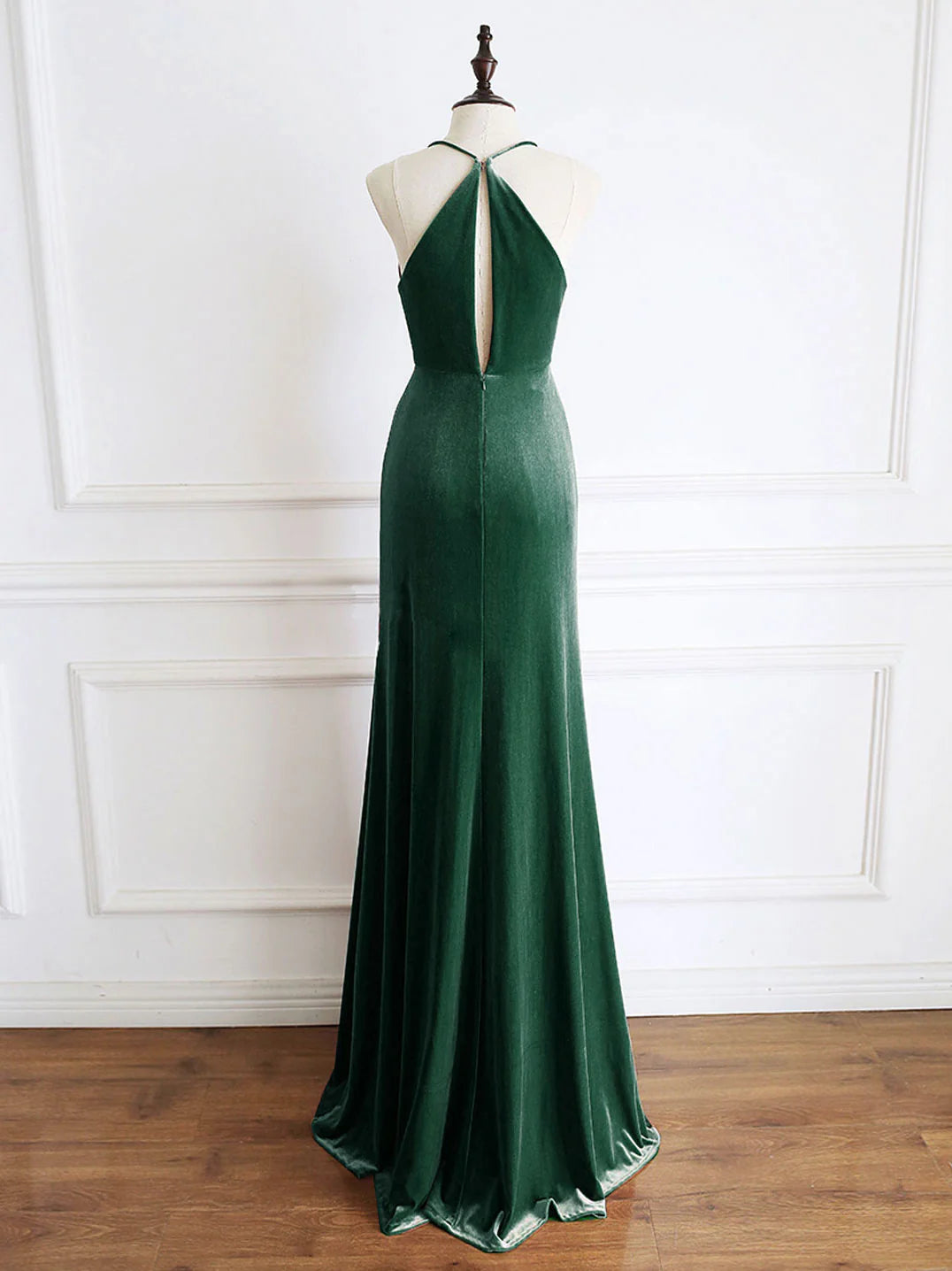 Mermaid Velvet Long Party Dress Green Formal Evening Dresses