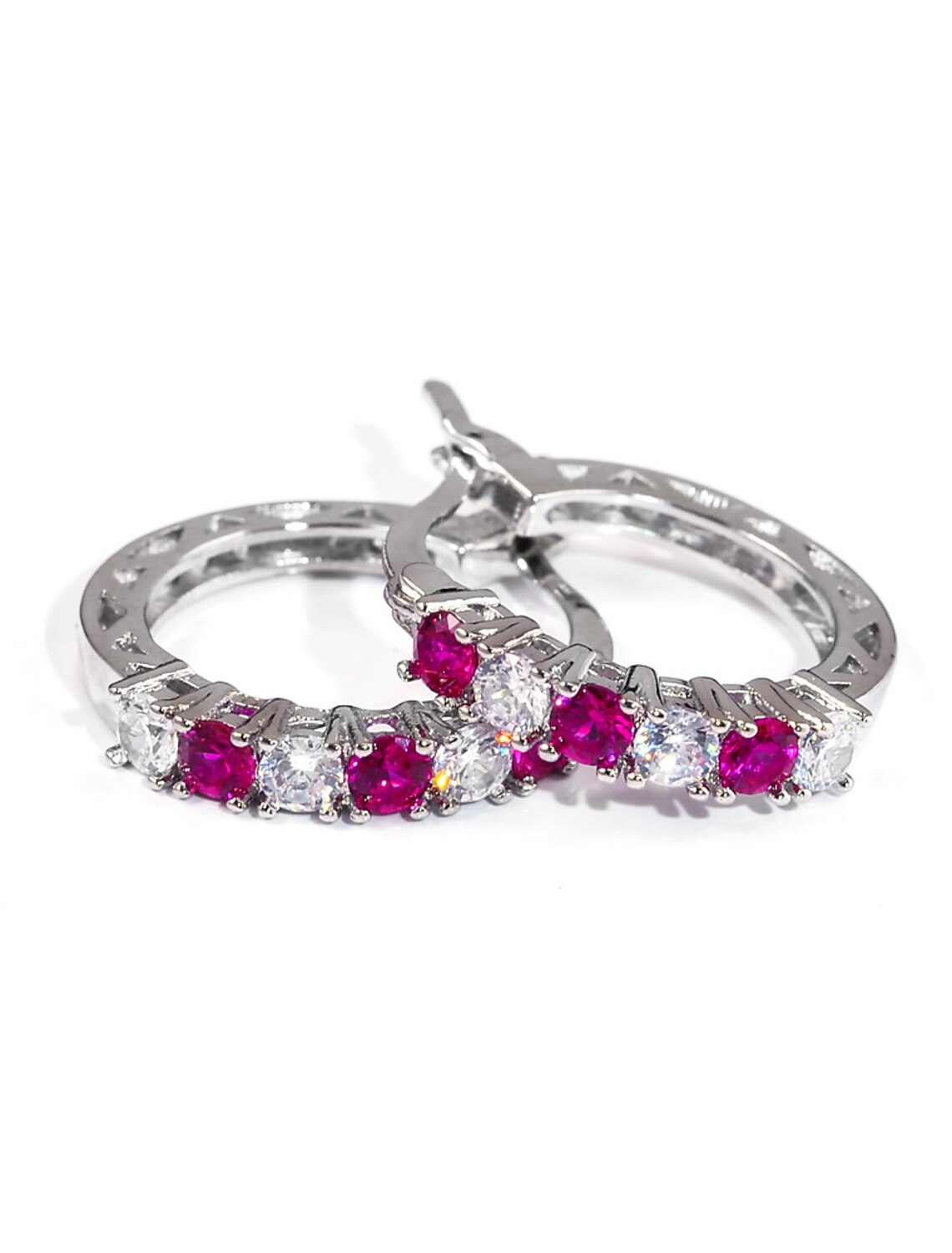 Women's Zircon Hoop Earrings Fine Jewelry Classic Precious Stylish Simple Earrings Jewelry Blue / Purple / Fuchsia For Gift Festival 1 Pair