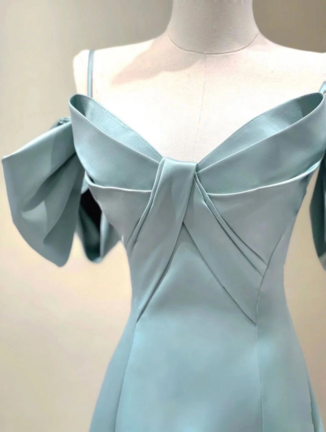 A-Line V Neck Satin Blue Long Prom Dress Blue Formal Evening Dresses