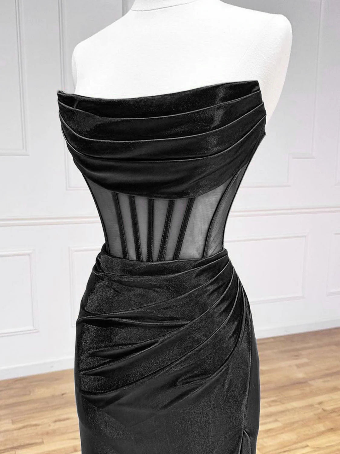 Off the Shoulder Satin Black Long Prom Dress Black Long Evening Dress