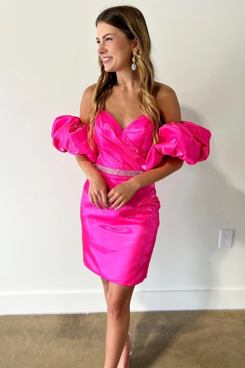 Strapless Short Cocktail Dress with Detachable Sleeves
