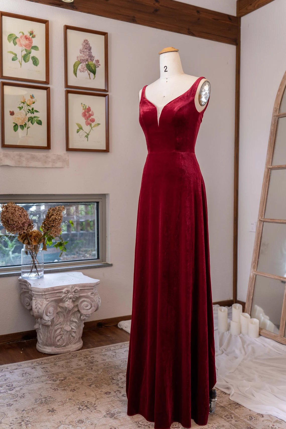 Velvet Dress Prom Dress Free Custom Sizing  Long Maxi Formal Gown