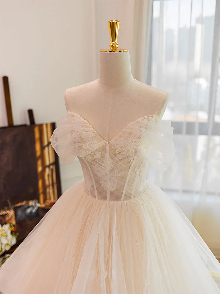 Tulle Lace Long Wedding Dress Lace Tulle Wedding Gown