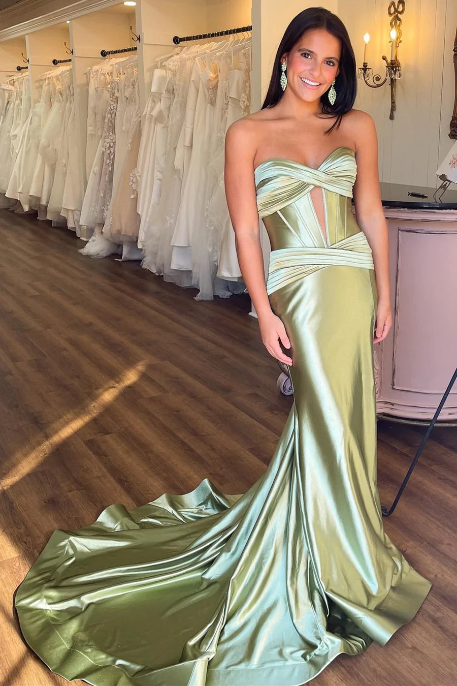 Strapless Keyhole Mermaid Long Dress with Slit