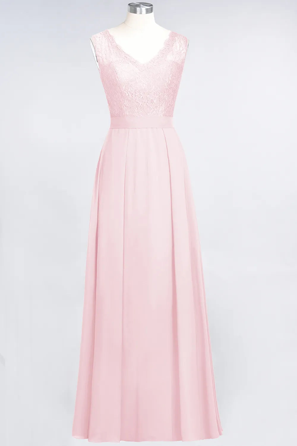 A-Line V-Neck Sleeveless Floor-Length Chiffon Bridesmaid Dress