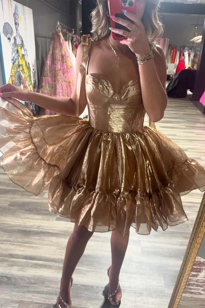 Cute Ruffle Hem Homecoming Dress with