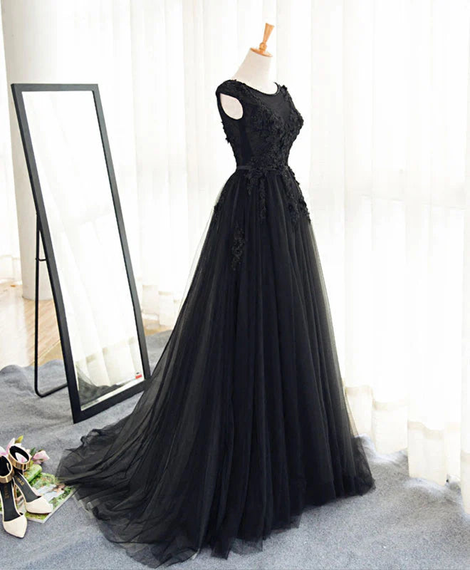 A Line Tulle Lace Long Prom Dress Evening Dress