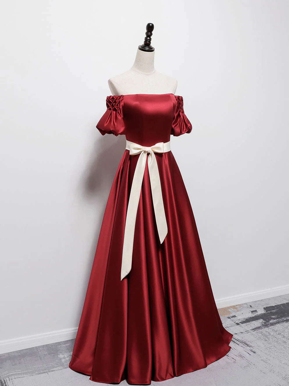Burgundy Satin Long Prom Dress Burgundy Bridesmaid Dress