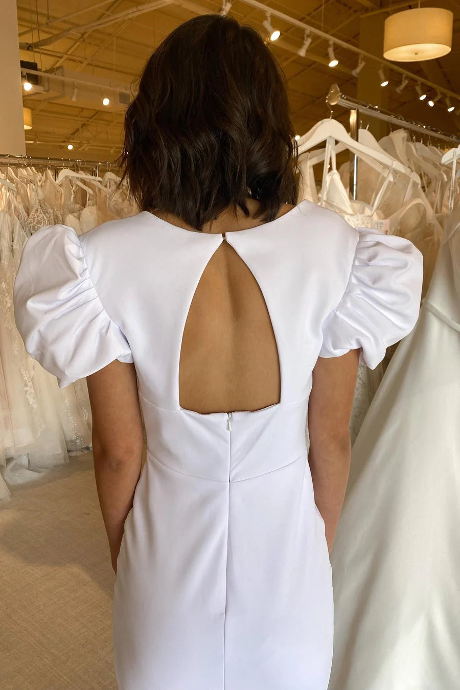 White Plunge V Cutout Back Mermaid Long Formal Dress