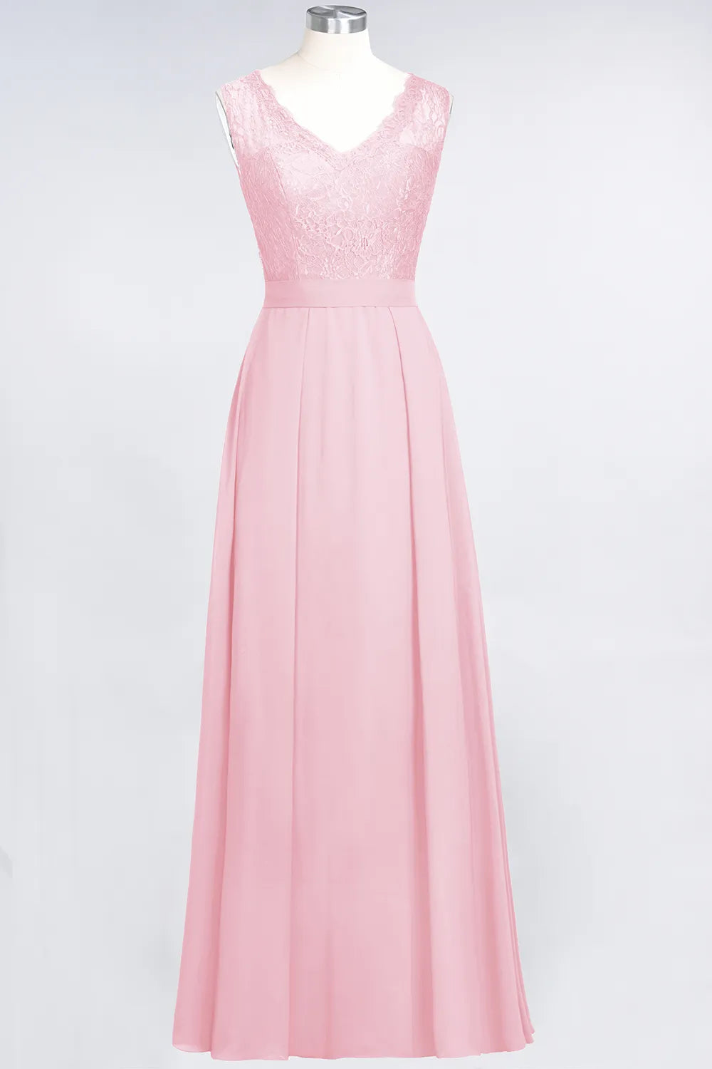 A-Line V-Neck Sleeveless Floor-Length Chiffon Bridesmaid Dress