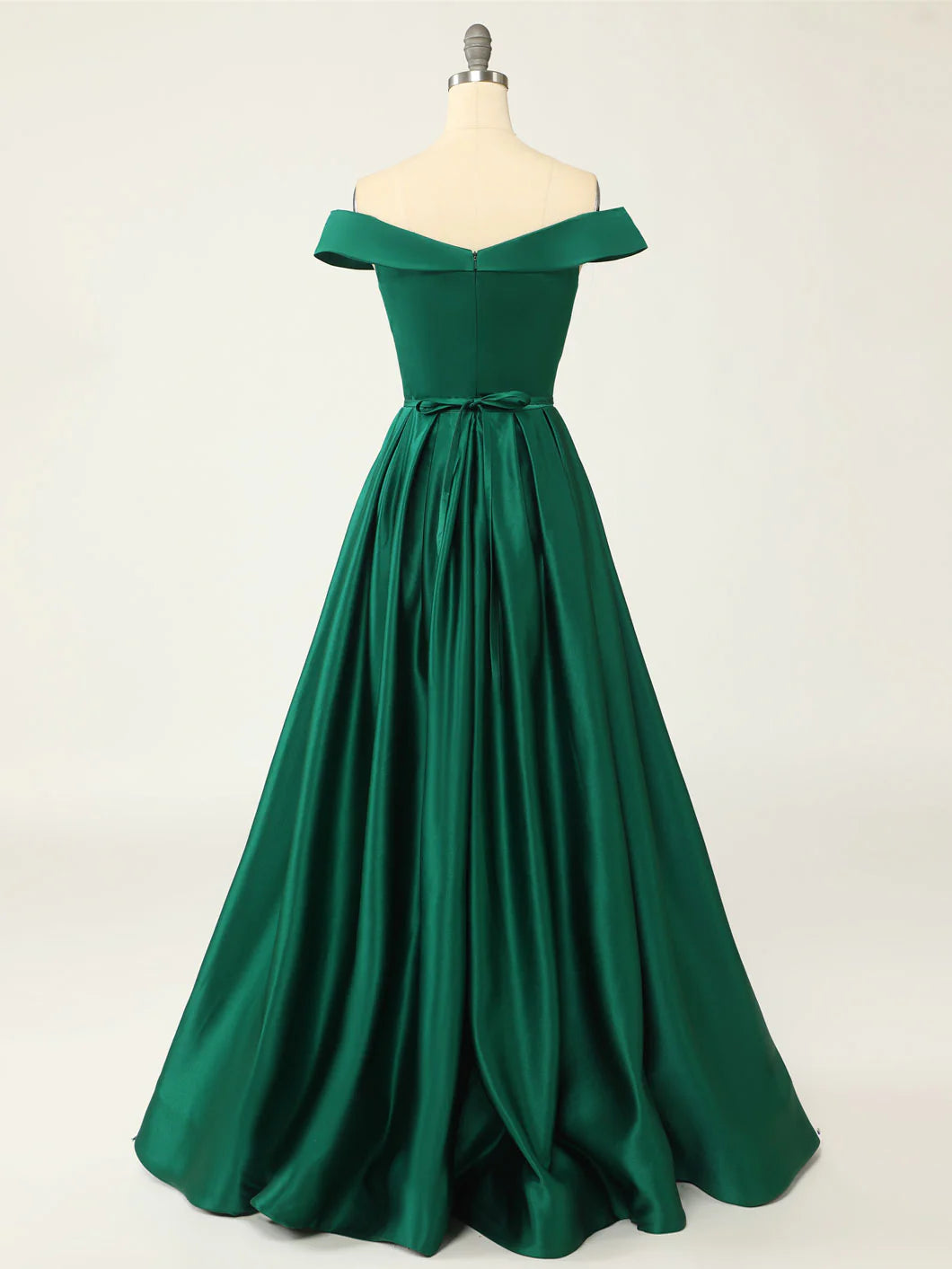 A-Line Green Off Shoulder Long Prom Dresses Green Formal Evening Dresses