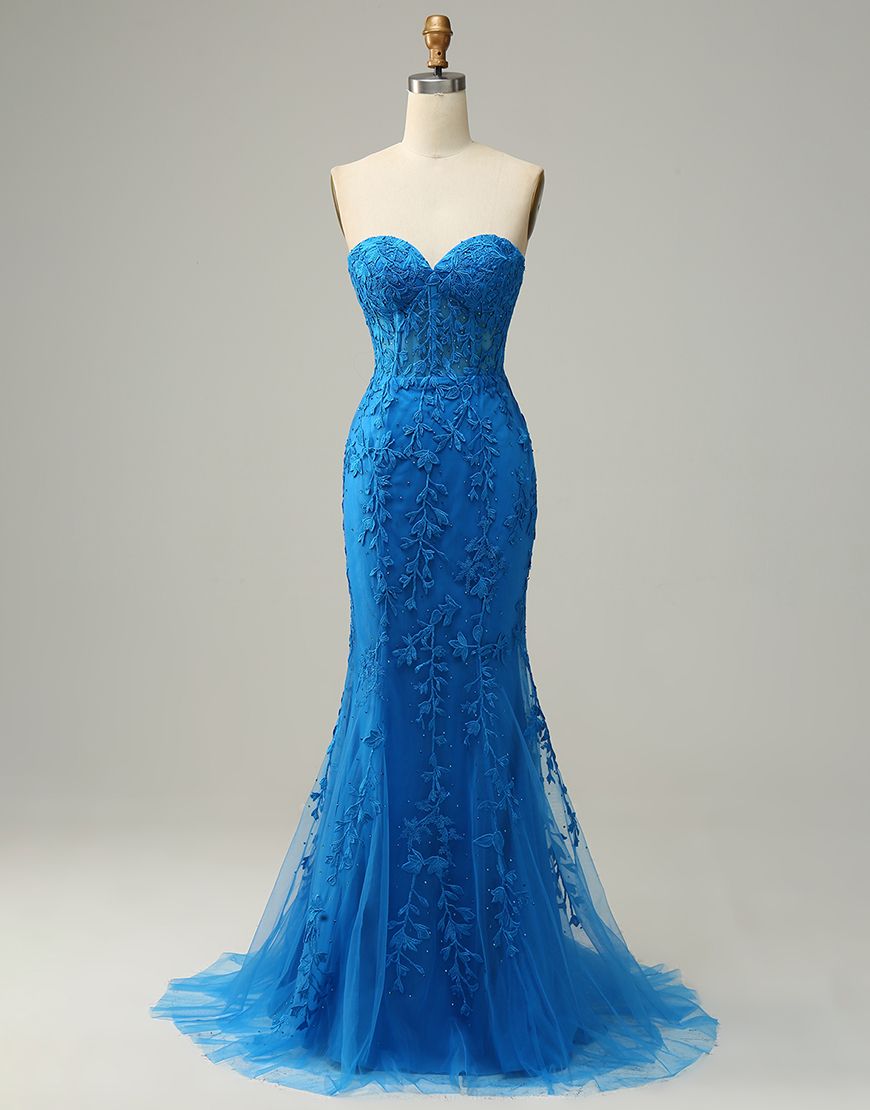 Mermaid Corset Back Prom Dress With Appliques