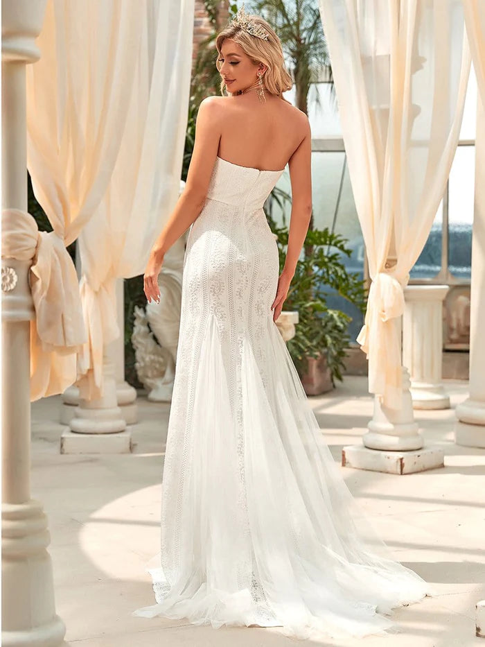 Bandeau Sweetheart Floor Length Wedding Dress