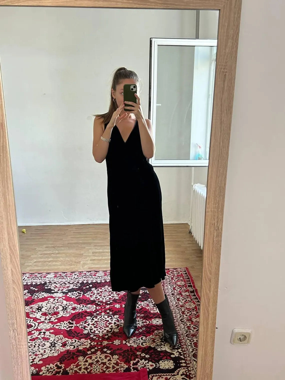 Silk velvet midi black prom dress Monsoon vintage velvet dress