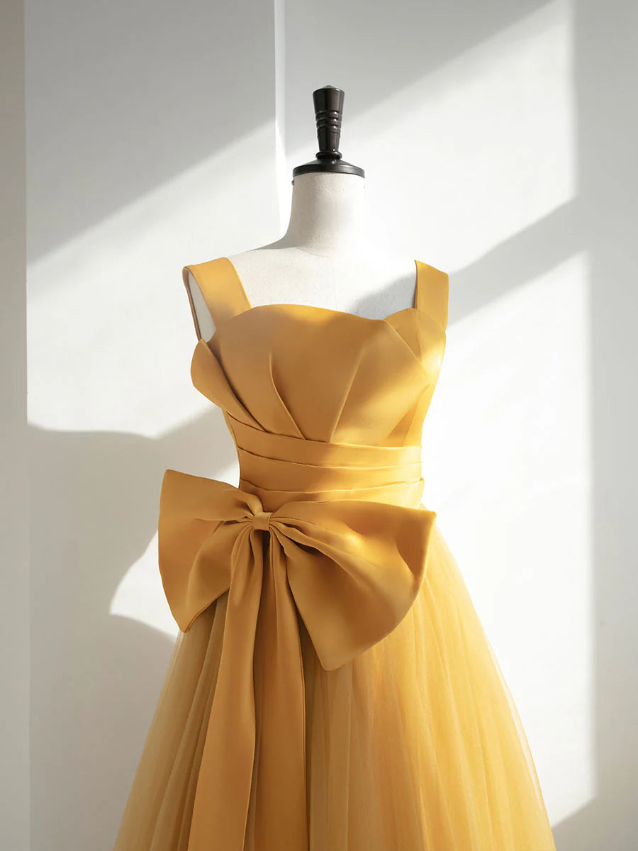 Yellow Tulle Long Prom Dress Yellow Formal Bridesmaid Dresses