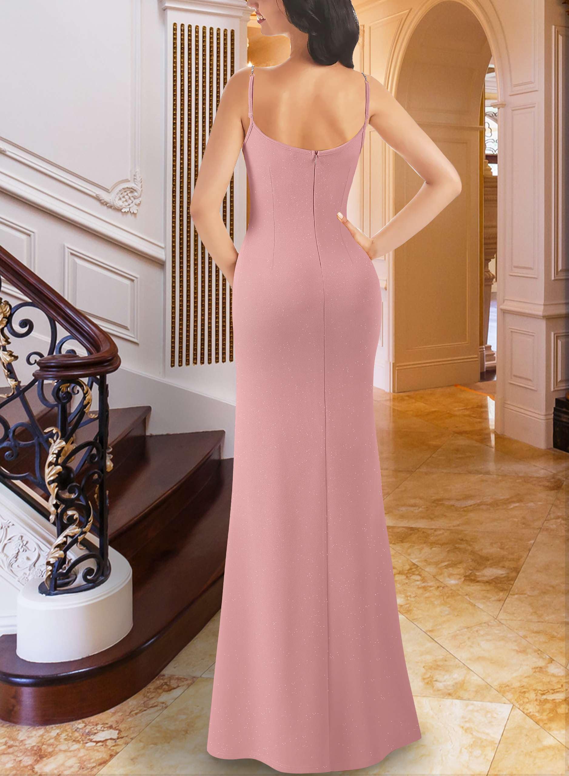 Womens Formal Cocktail Prom Dress Sexy Ruched Fitted High Slit Bodycon Maxi