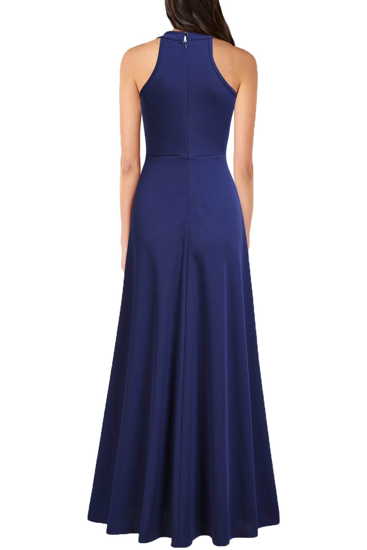Navy Blue Women's Halter Neck Sexy Split Cocktail Party Maxi Long Formal Prom Dress