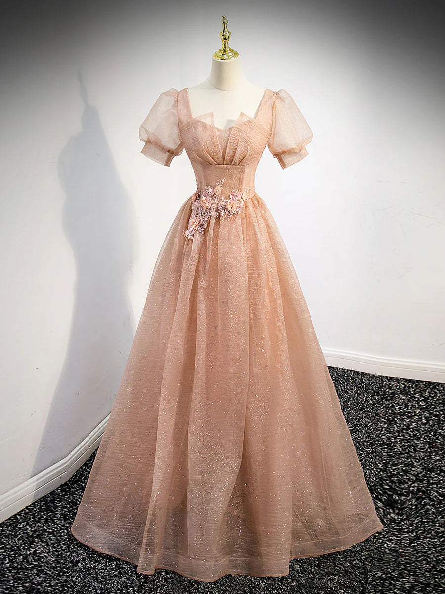 Tulle Long Prom Dress Gray Blue Tulle Formal Evening Dresses