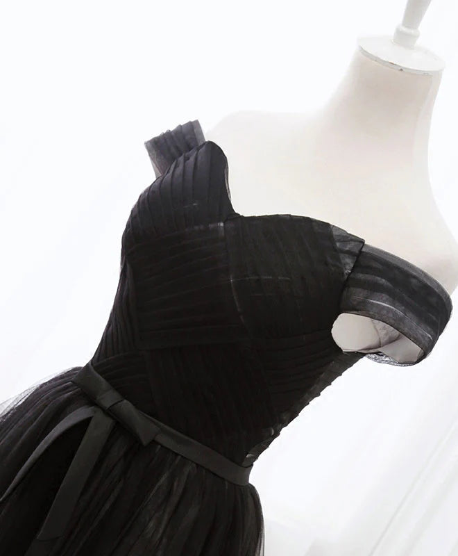 Tulle Long Prom Dress Black Evening Dresses