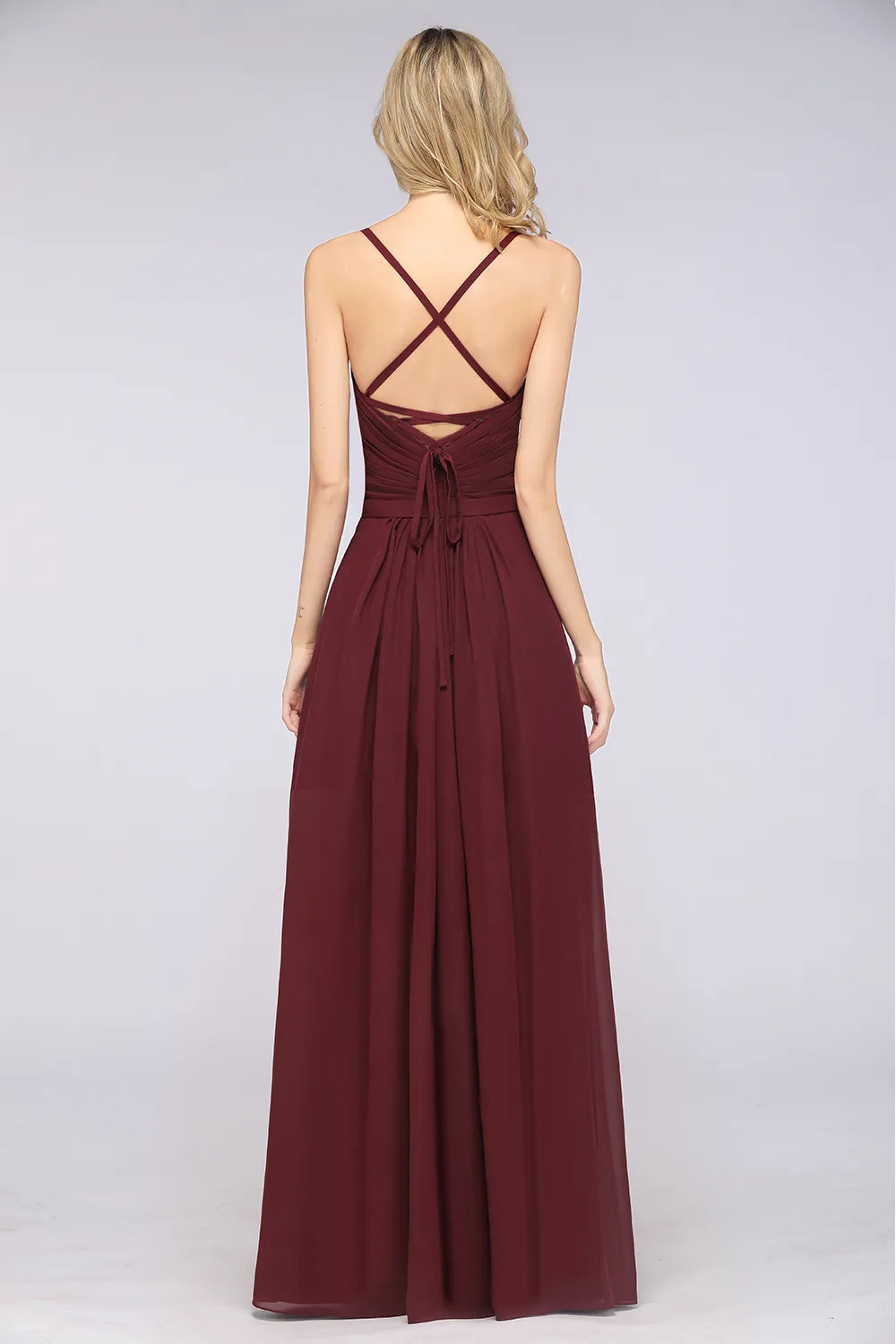 A-Line Spaghetti-Straps Sweetheart Sleeveless Floor-Length Bridesmaid Dress with