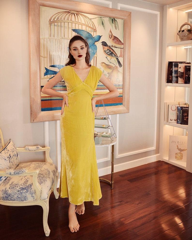 Velvet Prom Dress Maxi  Wedding Guest Dress  Full Length Velvet Dress