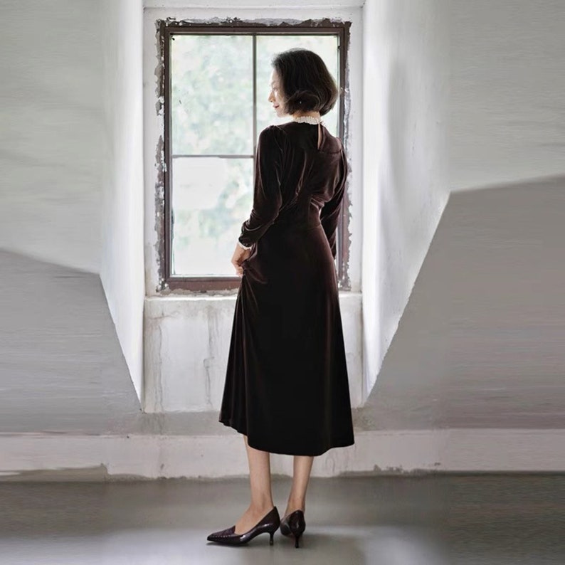 Long Velvet Dress Velvet Maxi dress Velvet Bridesmaid Dress Winter Dress Velvet Vintage Dress  Gift For Her  Plus Size Dress