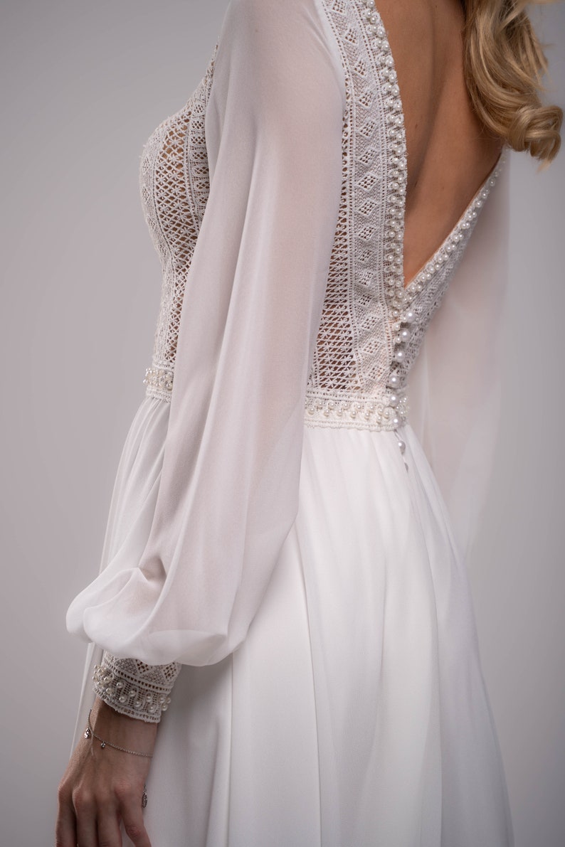 Simple Wedding Dressboho Bridal Dressrustic Wedding Dress Long Sleeves Wedding Unique Wedding Dress Boho Maxi Dress