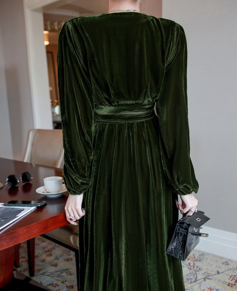 Fall Winter Women Velvet Dress Velvet Midi Dress Prom Gown Dress